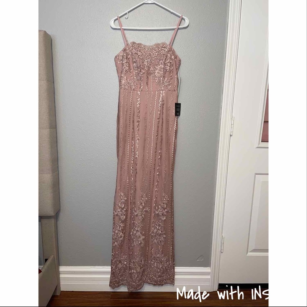 LULU’S Long Spaghetti Strap Dusty Pink Dress